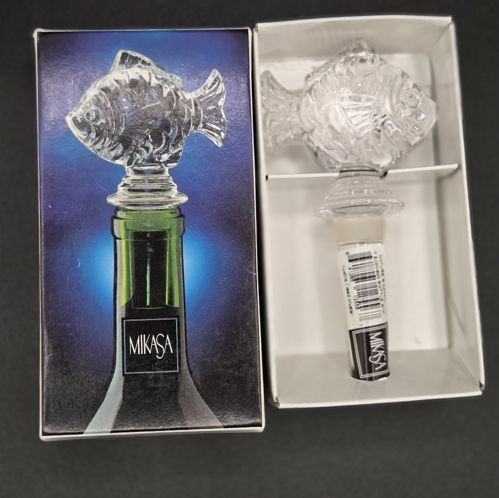 Mikasa Lead Crystal Nature's Catch Wine Bottle Stopper - Made in Austria NIB